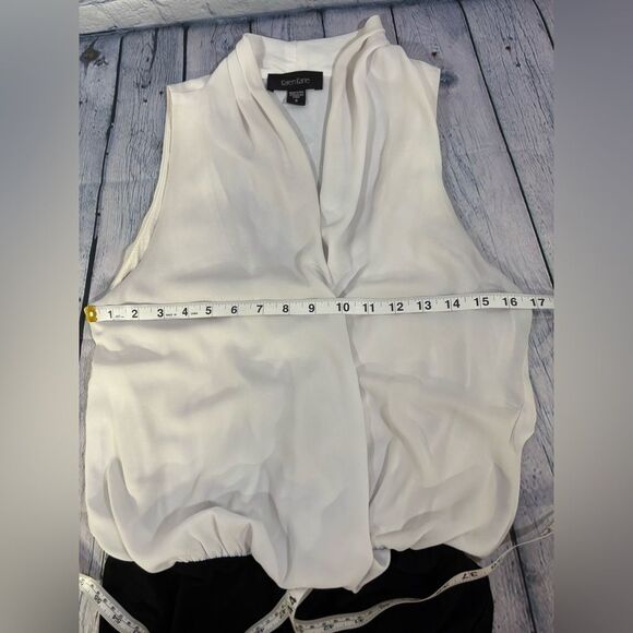 Karen Kane Off White Black Contrast Drape Front Minimalist Party Jumpsuit S - Picture 9 of 10